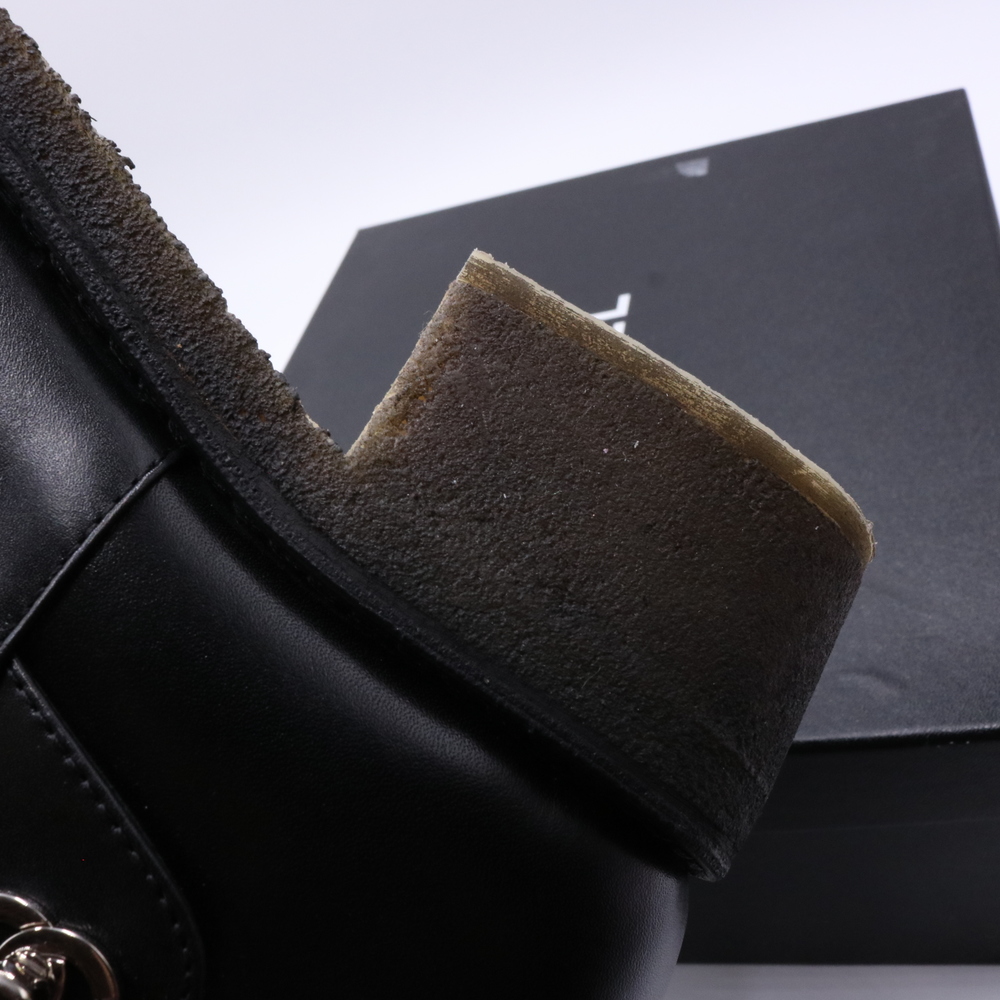 Chanel 40.5 Black Classic Turnlock Silver Logo Rubber Sole Boots Booties C330 - Picture 6 of 16